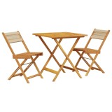 Cumpara ieftin Set mobilier bistro, 3 piese, bej, polipropilena si lemn masiv