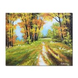 Tablou peisaj feeric din natura pictat manual, Calmitate, 50x40cm ulei pe panza, Constantin Feraru