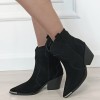 Cizme scurte negre din piele naturala cu toc comod 6397 114, 36 - 41, Negru