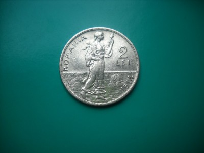 HOPCT ROMANIA 2 LEI 1914 [ 1 ] SUPERBA -CAROL I - ARGINT- foto