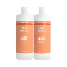 Set pentru par uscat si deteriorat, Wella Professionals, Nutri Enrich Shampoo 1000ml si Nutri Enrich Conditioner 1000ml 