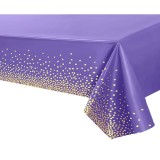 Fata de masa, flippy, din peva, imprimeu buline aurii, 137 x 274 cm, impermeabila, fara pete, curatare rapida, mov