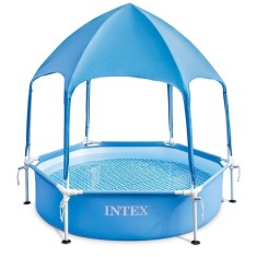 Piscina rotunda cu cadru meltalic si parasolar Canopy Intex 28290NP, D183xH38 cm Household NewTrend