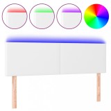 Cumpara ieftin Tablie de pat cu LED, alb, 144x5x78/88 cm, piele ecologica