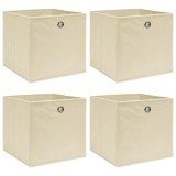 Cutii de depozitare, 4 buc., crem, 32x32x32 cm, textil