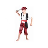 Costum carnaval Pirat pentru copii cu pantaloni, camasa, vesta, curea si bandana marime 110/120 cm ( 5-6 ani)