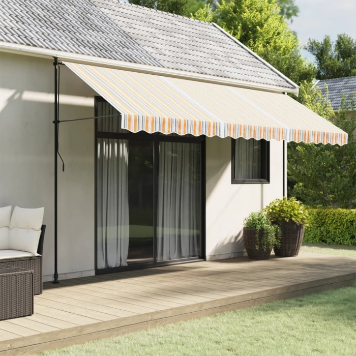 vidaXL P&acirc;nză de rezervă copertină, dungi multicolore, 4,5x3 m