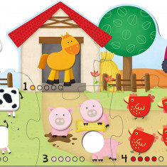 Puzzle - Numaram animalele de la ferma ( 6 piese)