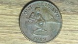 Insulele Filipine - moneda de colectie - 1 centavo 1963 bronz - mai greu de gasit !, Asia