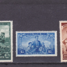 ROMANIA 1952 LP 323 A III-A ANIVERSARE A ORGANIZATIEI DE PIONIERI SERIE MNH