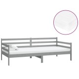 Cumpara ieftin Pat de zi cu saltea, gri, 90x200 cm, lemn masiv de pin
