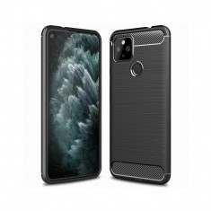 Husa Compatibila cu Google Pixel 4a 5G Techsuit Carbon Silicone Negru