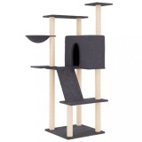 Cumpara ieftin Ansamblu de pisici, stalpi din funie sisal, gri inchis, 143 cm