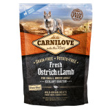 Carnilove Fresh Excellent Digestion XS-S, Struț și Miel, hrană uscată fără cereale c&acirc;ini, sensibilitați digestive, 1.5kg