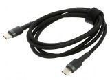 Cablu USB C 1m negru textil, 60W, mufă din ambele părţi, Baseus