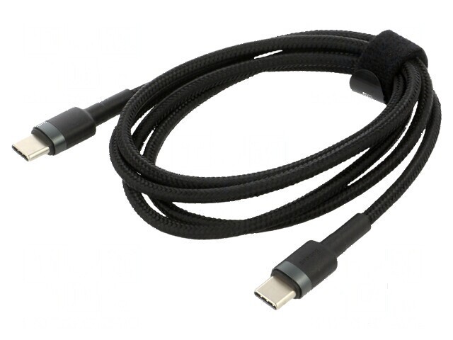 Cablu USB C 1m negru textil, 60W, mufă din ambele părţi