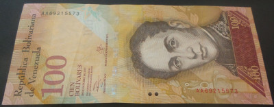 Bancnota exotica 100 BOLIVARES - VENEZUELA, anul 2013 * Cod 526 - circulata foto