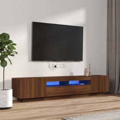 vidaXL Set dulapuri TV cu LED, 2 piese, stejar maro, lemn prelucrat foto
