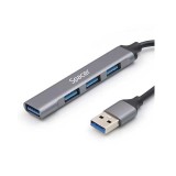 HUB extern SPACER, porturi USB:USB 3.0 X 1, USB 2.0 x 3, conectare prin USB 3.0, cablu 1m, aluminiu, (timbru verde 0.8 lei), &quot;SPHB-USB-4U-01&quot;