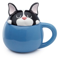 Cana din ceramica cu capac in forma 3D de catel - 500 ml