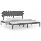 Cumpara ieftin Cadru de pat, gri, 200x200 cm, lemn masiv