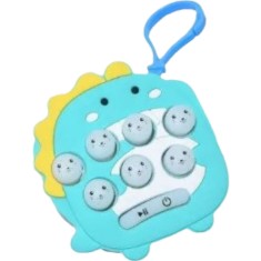 Jucarie pentru copii portabila flippy, joc gopher, cu lumini si muzica, tip breloc, model dinozaur, material silicon si abs, albastru