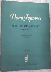 PARTITURA DORU POPOVICI-NOAPTE DE AUGUST/POEM PT BARITON&amp;amp;ORCH.TEXT MIHU DRAGOMIR foto
