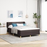 VidaXL Pat cu arcuri și saltea crem 90x200 cm Maro &icirc;nchis 160 x 200 cm