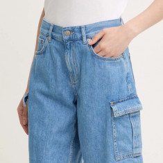 Pepe Jeans pantaloni scurti jeans RELAXED SHORT HW WORKER femei, culoarea maro, neted, high waist, PL801136