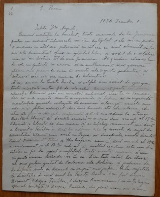 Scrisoare Gh. Panu catre Iacob Negruzzi, 1876, 4 pagini, 1876 , Junimea foto