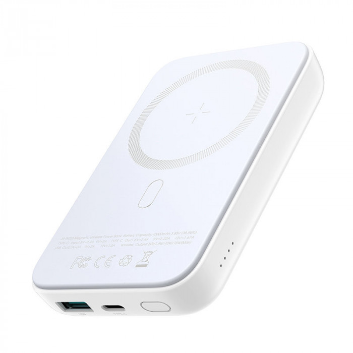 Joyroom Power Bank 10000mAh 20W Putere Livrare &Icirc;ncărcare Rapidă &Icirc;ncărcător Magnetic Qi 15W Fără Fir Pentru IPhone Compatibil Cu MagSafe White (JR-W020