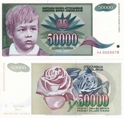IUGOSLAVIA 50.000 dinara 1992 UNC!!! foto