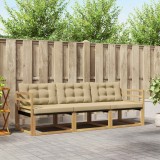 vidaXL Set de canapele de exterior cu pernă 3 pcs Alb și Bej 3388363