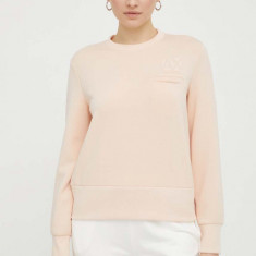 Armani Exchange bluza femei, culoarea bej, neted