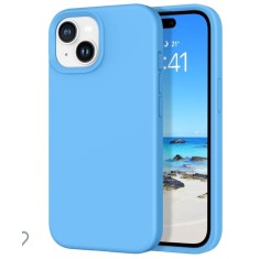 Husa silicon antisoc cu microfibra interior pentru Iphone 15 Albastru