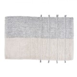 Covoraș Baie, Neobrand, Dungi și Franjuri, Bej/Gri, 75x45cm, 80% Bumbac, Oem