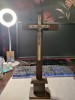 Crucifix Vintage Lemn Metal 38cm - Obiect Bisericesc Deosebit