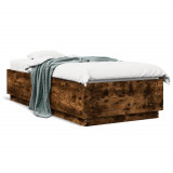 VidaXL Cadru de pat cu LED, stejar fumuriu, 100x200 cm, lemn prelucrat