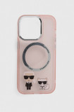 Karl Lagerfeld Husă pentru telefon iPhone 14 Pro 6,1&quot; culoarea roz