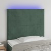 VidaXL Tăblie de pat cu LED, verde &icirc;nchis, 100x5x118/128 cm, catifea 3122189