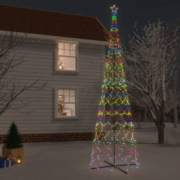 vidaXL Brad de Crăciun conic, 3000 LED-uri, multicolor, 230x800 cm