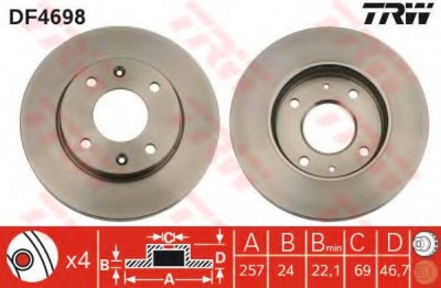 Disc frana HYUNDAI MATRIX (FC) (2001 - 2010) TRW DF4698 foto