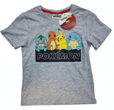 Tricou Pokemon ORIGINAL Pikachu, Charmander, etc., 5-12 ani, gri !! foto