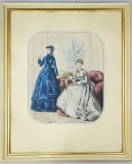 Moda. Costume. Scena Galanta de Paste - Gravura, Secol XIX foto