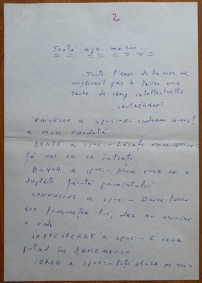 Manuscris olograf Geo Bogza , Toata apa marii , 5 pagini , 1980 foto