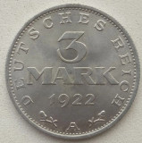 Moneda Germania - 3 Mark 1922- 3 ani de constitutie, Europa