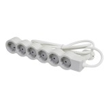 Bloc multipriză mobil standard 6x2P+T, 1.5 m, Alb/Gri