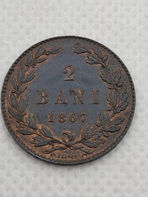 2 bani 1867 - stare excelenta, monetaria Heaton, prezinta patina, destul de rara foto