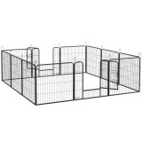 PawHut Gard pentru C&acirc;ini, Incintă Modulară pentru C&acirc;ini din 8 Secții pentru Interior și Exterior, 80x100 cm, Negru | Aosom Romania