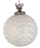 Cumpara ieftin Set 12 globuri brad Craciun sticla alba Decorum &Oslash;10x13h